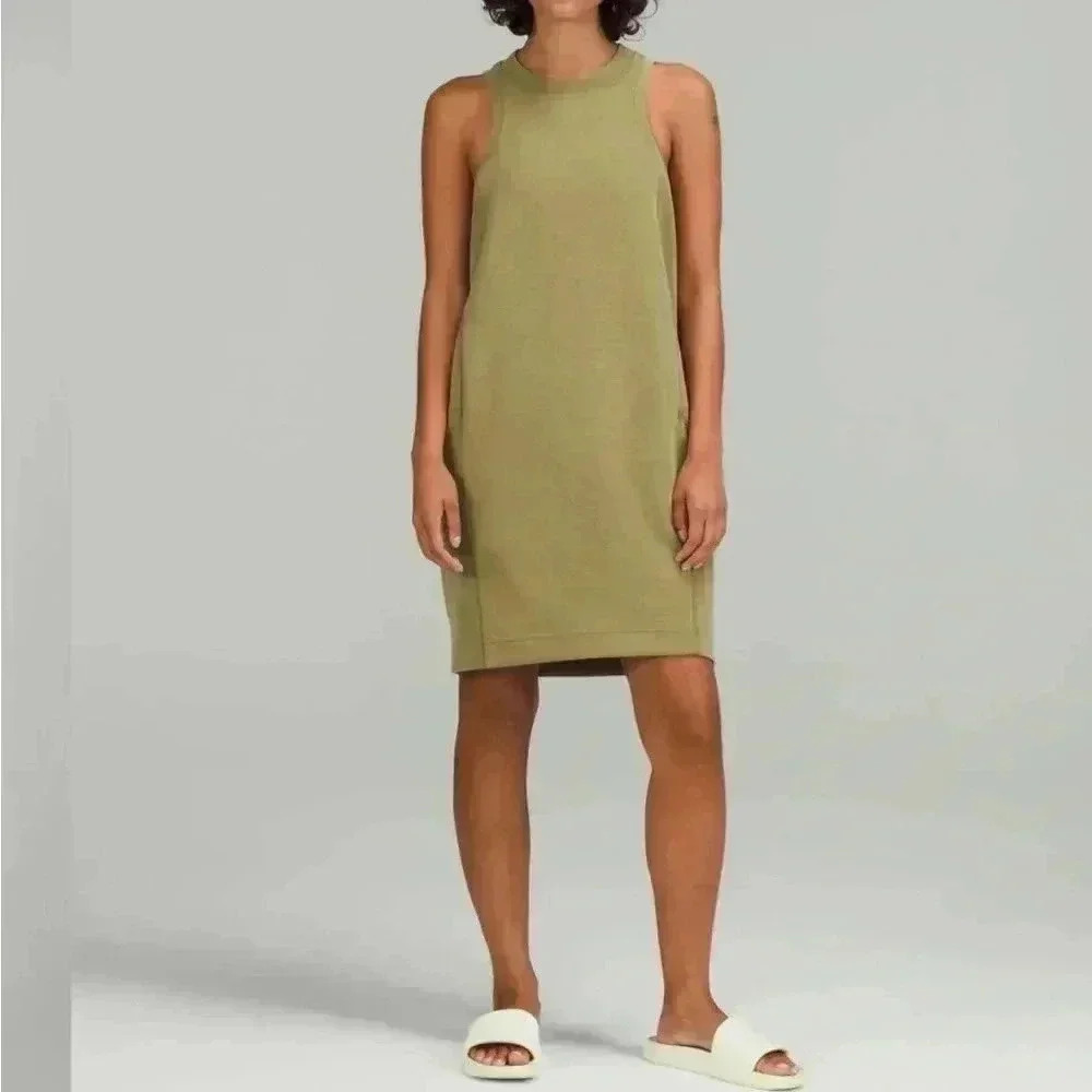 Lululemon Softstreme Back In Action Dress in Bronze Green size 4